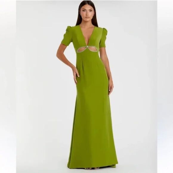 MAC Duggal PUFF SLEEVE EMBELLISHED CUTOUT EVENING GOWN NWT - Picture 4 of 9